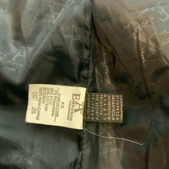 Vintage Emporio Armani Collezione Navy Faux Leather Biker/Moto Jacket Size Med - Picture 15 of 15